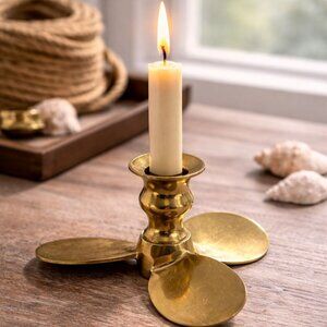 Vintage Brass Ship Propeller Candle Holder Nautical Maritime Coastal Decor